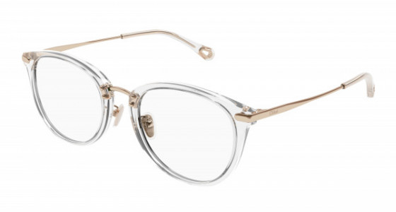 Chloé CH0248OA Eyeglasses, 004 - CRYSTAL with GOLD temples and TRANSPARENT lenses