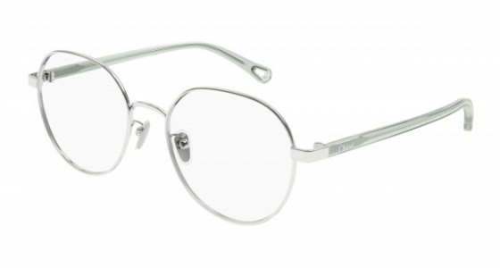 Chloé CH0246OA Eyeglasses, 001 - SILVER with GREEN temples and TRANSPARENT lenses