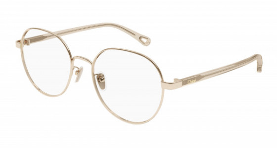 Chloé CH0246OA Eyeglasses, 002 - GOLD with NUDE temples and TRANSPARENT lenses