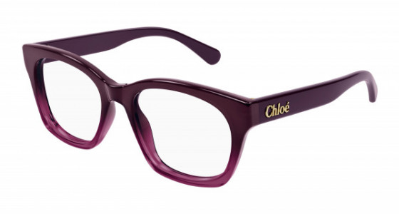 Chloé CH0244O Eyeglasses, 003 - BURGUNDY with VIOLET temples and TRANSPARENT lenses