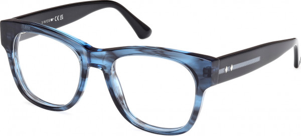 Web Eyewear WE5423 Eyeglasses, 092 - Blue/Striped / Shiny Black