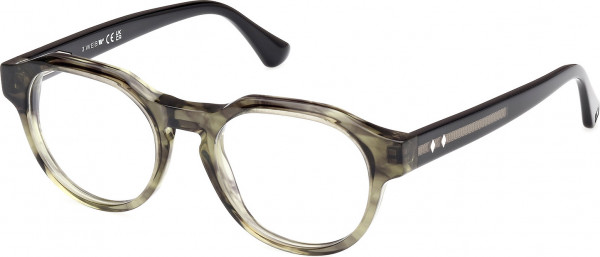 Web Eyewear WE5421 Eyeglasses, 098 - Dark Green/Striped / Shiny Black