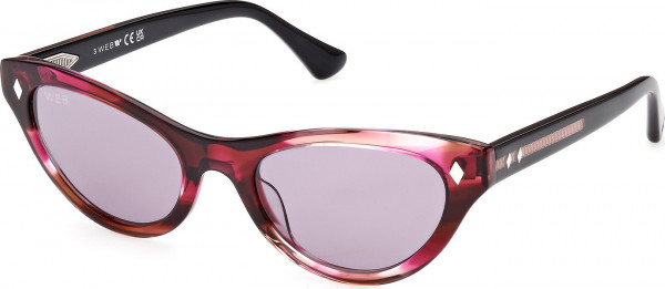 Web Eyewear WE0330 Sunglasses, 71A - Bordeaux/Striped / Black/Monocolor