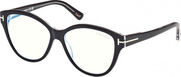 Tom Ford FT5954-B Eyeglasses, 003 - Black/Crystal / Black/Crystal