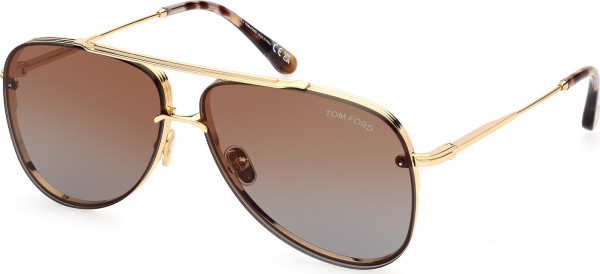 Tom Ford FT1071 LEON Sunglasses, 30F - Shiny Deep Gold / Shiny Deep Gold