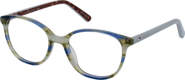 Hello Kitty Hello Kitty 375 Eyeglasses, BLUE YELLOW WOOD