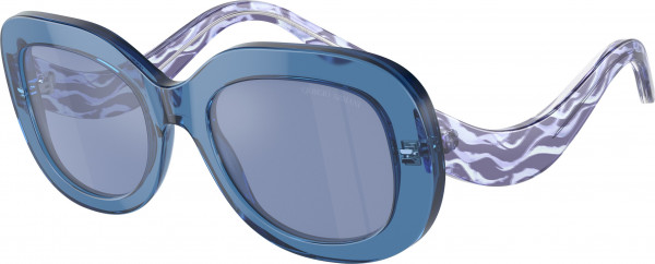 Giorgio Armani AR8217 Sunglasses, 61531U TRANSPARENT BLUE LIGHT BLUE MI (BLUE)