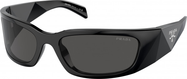 Prada PR A14S Sunglasses, 1AB5S0 BLACK DARK GREY (BLACK)