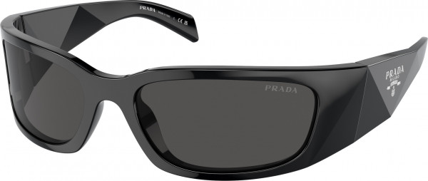 Prada PR A19S Sunglasses, 1AB5S0 BLACK DARK GREY (BLACK)