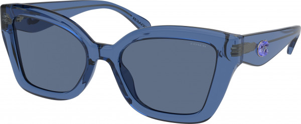 Coach HC8405U CS544 Sunglasses, 583180 CS544 TRANSPARENT BLUE BLUE SO (BLUE)
