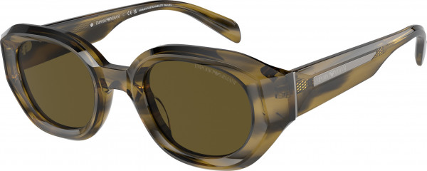 Emporio Armani EA4230U Sunglasses, 614873 SHINY STRIPED GREEN DARK BROWN (GREEN)