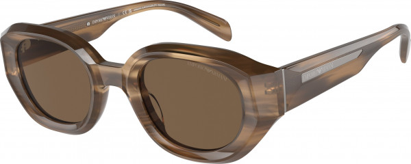 Emporio Armani EA4230U Sunglasses, 614973 SHINY STRIPED BROWN DARK BROWN (BROWN)