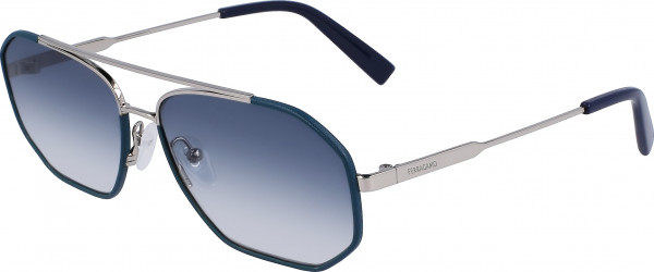 Ferragamo SF303SLN Sunglasses, (046) SILVER/OCTANE BLUE