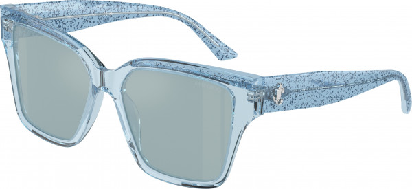 Jimmy Choo JC5003 Sunglasses, 50387C TRANSPARENT AZURE/GLITTER LIGH (BLUE)