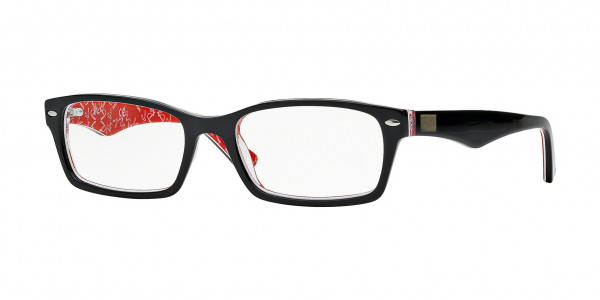 Ray-Ban Optical RX5206 Eyeglasses, 2479 BLACK ON TEXTURE RED (BLACK)