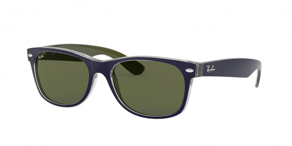 Ray-Ban RB2132 NEW WAYFARER Sunglasses, 6188 MATTE BLUE ON MILITARY GREEN (BLUE)