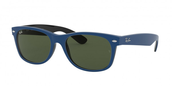 Ray-Ban RB2132 NEW WAYFARER Sunglasses, 646331 RUBBER BLUE ON BLACK (BLUE)