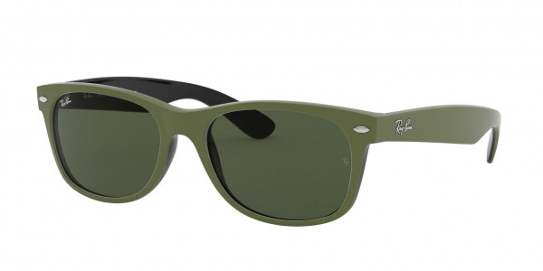 Ray-Ban RB2132 NEW WAYFARER Sunglasses, 646531 RUBBER MILITARY GREEN ON BLACK (GREEN)