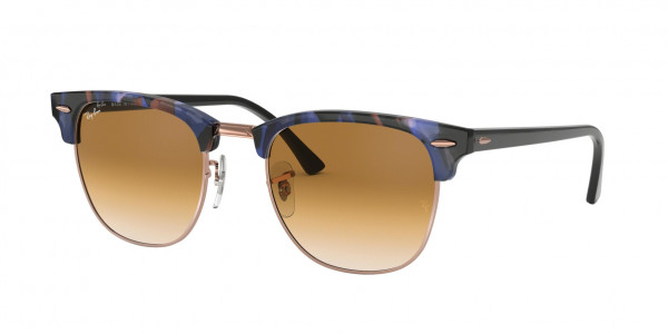 Ray-Ban RB3016 CLUBMASTER Sunglasses, 125651 CLUBMASTER SPOTTED BROWN/BLUE (BROWN)