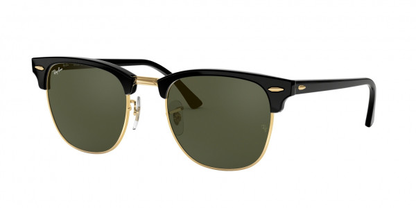 Ray-Ban RB3016 CLUBMASTER Sunglasses, W0365 CLUBMASTER BLACK ON ARISTA G-1 (BLACK)