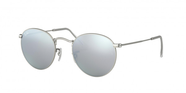 Ray-Ban RB3447 ROUND METAL Sunglasses, 019/30 ROUND METAL MATTE SILVER LIGHT (SILVER)