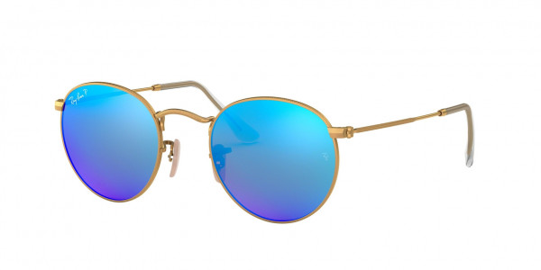 Ray-Ban RB3447 ROUND METAL Sunglasses, 112/4L ROUND METAL MATTE ARISTA BLUE (GOLD)