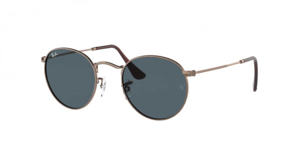 Ray-Ban RB3447 ROUND METAL Sunglasses, 9230R5 ROUND METAL ANTIQUE COPPER BLU (COPPER)