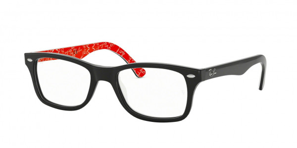 Ray-Ban Optical RX5228 Eyeglasses, 2479 BLACK ON TEXTURE RED (BLACK)