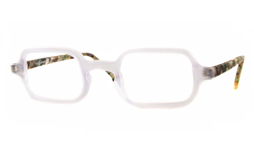 LA Eyeworks Hanko Eyeglasses, 100367M Crystal Matte W/green, Pearl, Brown Temples