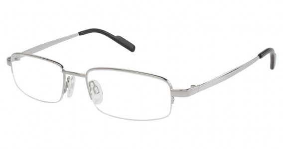 TuraFlex M876 Eyeglasses, Shiny Silver w/Blk Tips (SIL)