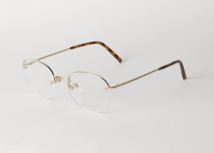 Shuron Ronwinne Eyeglasses, Gold w/ Spring Hinge Skull (Round Lenses)