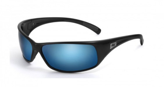 Bolle Recoil Sunglasses, Shiny Black / Polarized Offshore Blue