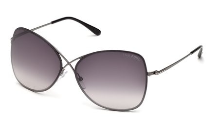 Tom Ford COLETTE Sunglasses, 08C - Shiny Gumetal / Smoke Mirror