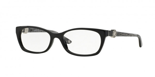 Versace VE3164 Eyeglasses, GB1 SHINY BLACK (BLACK)