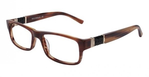 Rocawear R0235 Eyeglasses, BRN Brown Horn/Black Leather
