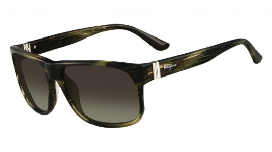 Ferragamo SF639S Sunglasses, 319 STRIPED KHAKI
