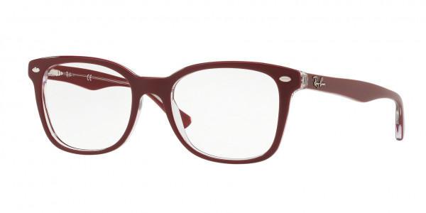 Ray-Ban Optical RX5285 Eyeglasses, 5738 BORDEAUX ON TRANSPARENT (RED)