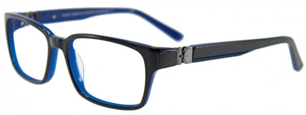 Takumi T9991 Eyeglasses, BLACK / BLUE INSIDE