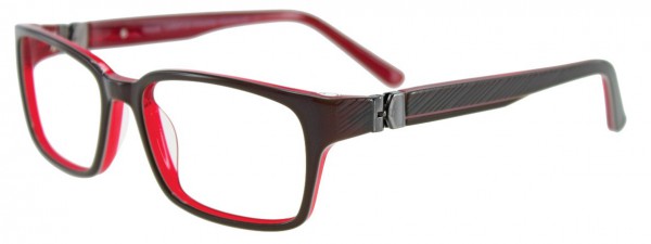 Takumi T9991 Eyeglasses, OLIVE BROWN / RED INSIDE