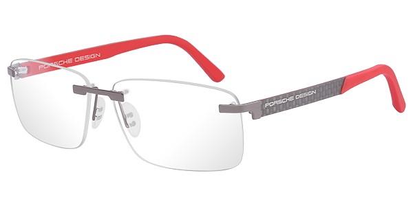 Porsche Design P 8236 S1 Eyeglasses, Dark Gun, Red (D)