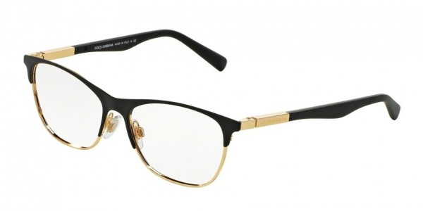 Dolce & Gabbana DG1246 LIPSTICK Eyeglasses, 1220 MATTE BLACK/GOLD (BLACK)