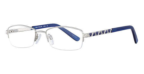Joan Collins 9780 Eyeglasses, Silver/Blue