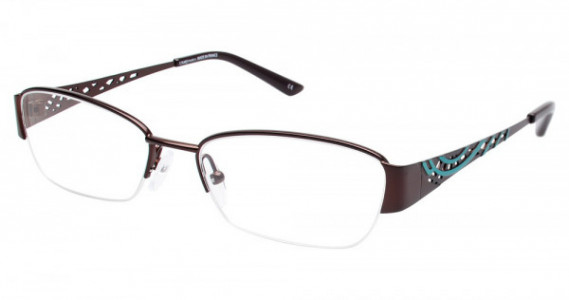 L'Amy Sandrine Eyeglasses, C02 Matte Brown / Teal