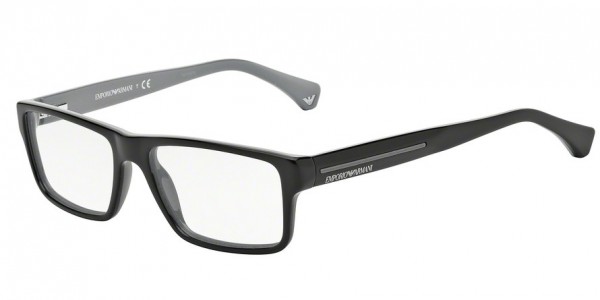 Emporio Armani EA3013F Eyeglasses, 5102 TOP BLACK ON GRAY (BLACK)