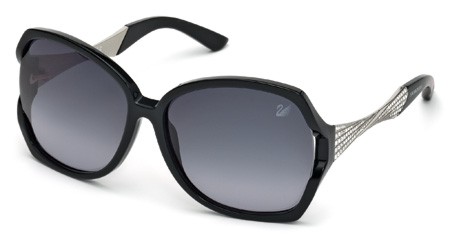 Swarovski DJULIA Sunglasses, 01B - Shiny Black / Gradient Smoke