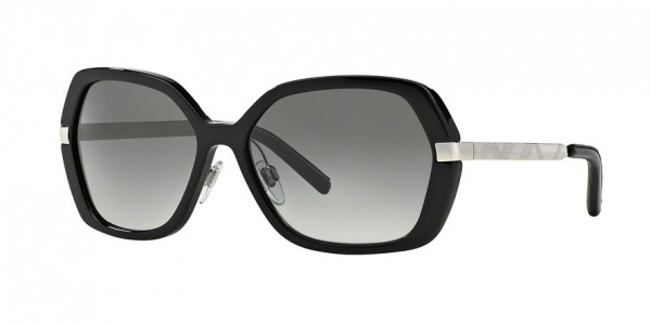 Burberry BE4153Q Sunglasses, 300111 BLACK (BLACK)
