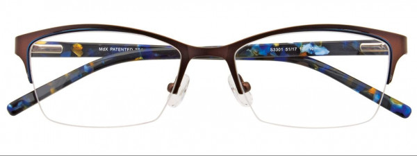 MDX S3301 Eyeglasses, 010 - Satin Brown & Blue
