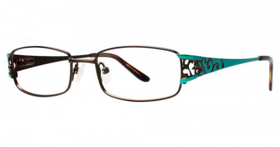 Genevieve BREATHLESS Eyeglasses, Matte Brown/Turquoise