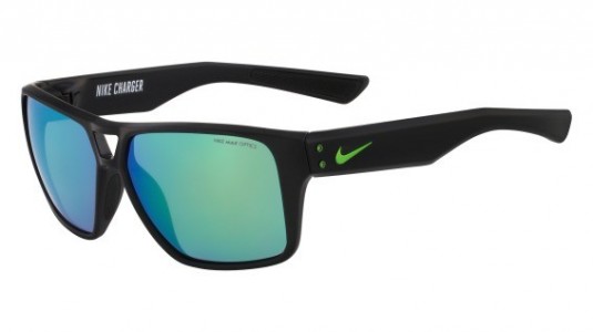 Nike NIKE CHARGER R EV0764 Sunglasses, (030) BLK/FLS LM/GRY w/ML GRN MIR LN