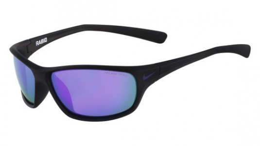 Nike RABID R EV0795 Sunglasses, (056) MATTE BLACK/ELECTRIC PURPLE WITH GREY W/ML VIOLET FLASH  LENS